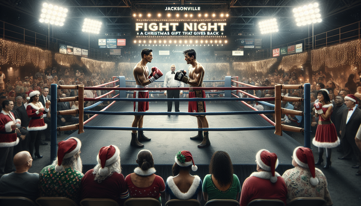 alt_text: Poster for "Jacksonville Fight Night: A Christmas Gift That Gives Back" event.