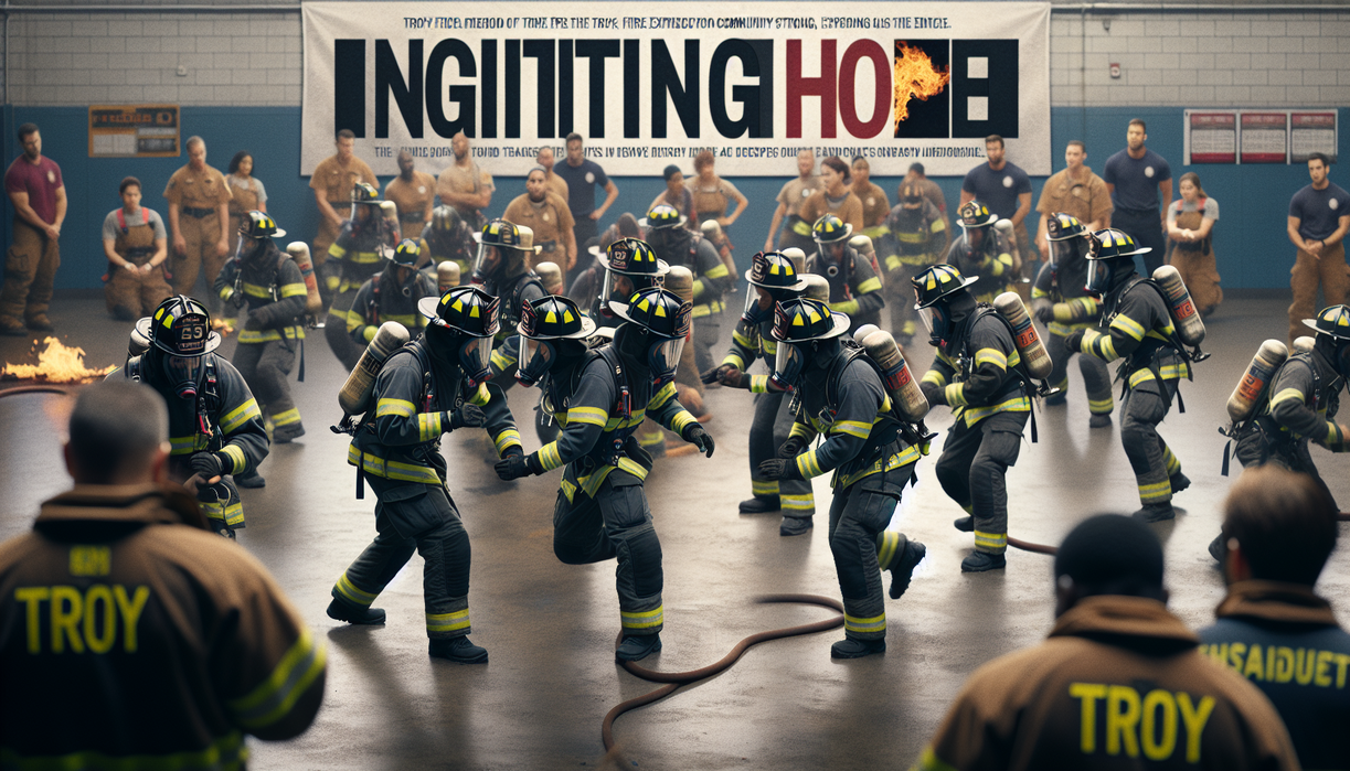 alt_text: "Troy Fire Recruits Training Highlighted in Headlines, Symbolizing Hope and Community Strength."