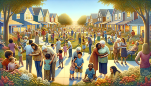 alt_text: Community coming together in support and care, symbolizing unity and compassion.