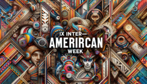 alt_text: Abstract poster with colorful geometric shapes and "OAS" prominently displayed at the center.