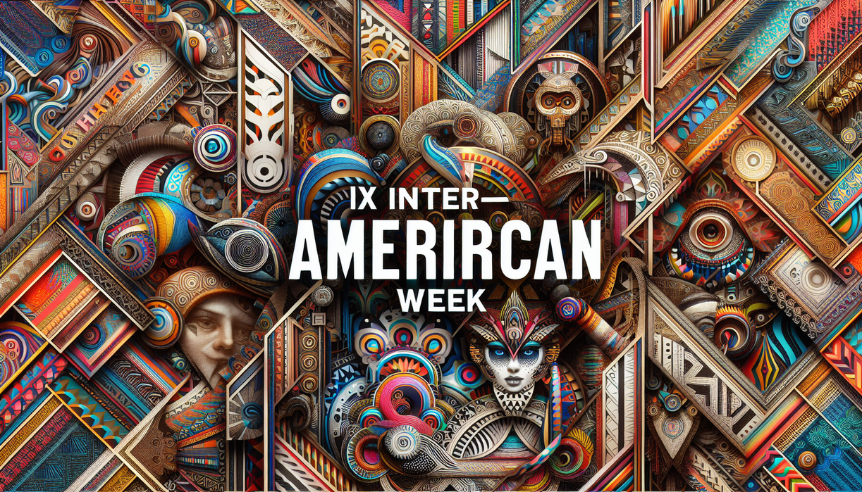 alt_text: Abstract poster with colorful geometric shapes and "OAS" prominently displayed at the center.