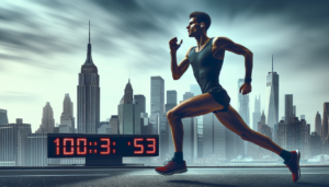 alt_text: Runners stride down a bustling New York street, their goal: the finish line of the half marathon.