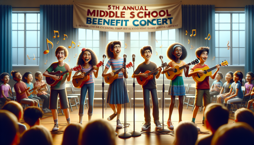 alt_text: A display of vibrantly painted ukuleles with "Ukuleles for Hope" in Warwick, NY.