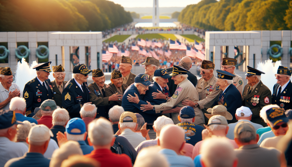 alt_text: A lone figure salutes solemnly against a backdrop of historical flags and documents.