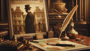 alt_text: A poised diplomat in a boxing ring, blending diplomacy and strength.